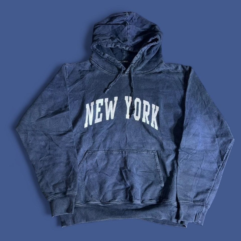 Brandy Melville New York Hoodie Navy Blue Y2K Oversized Sweatshirt Vintage